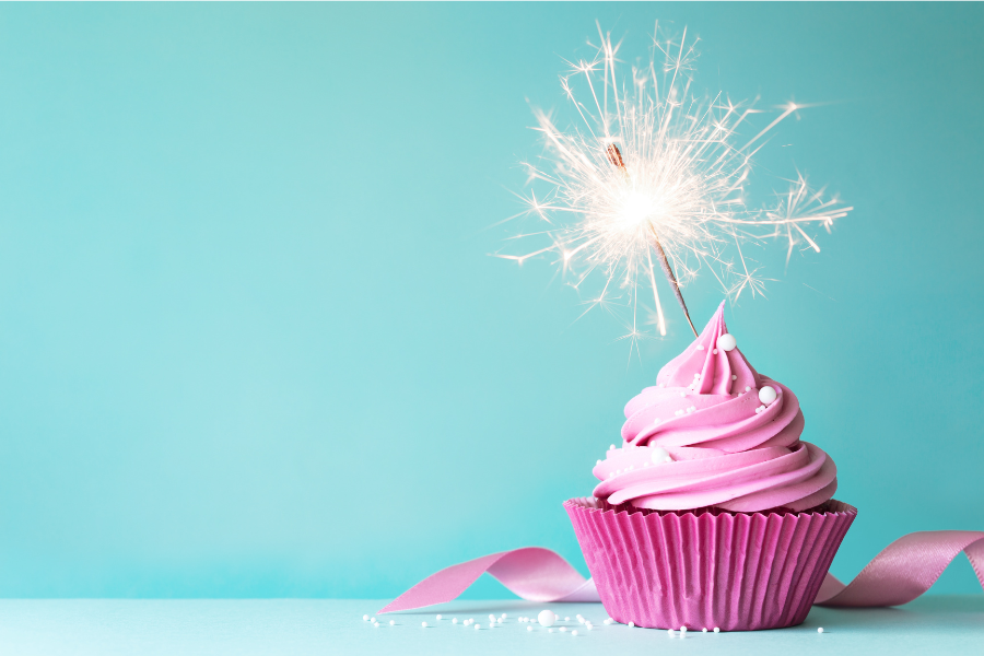 Pink Cupcake with sparkler