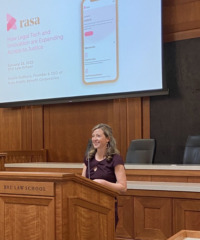 Noella Sudbury speaking at BYU Law School