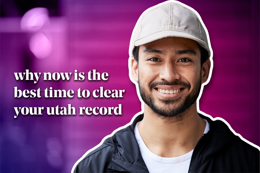 Image of a young man with a beard wearing a hat. Text reads: why now is the best time to clear your Utah record